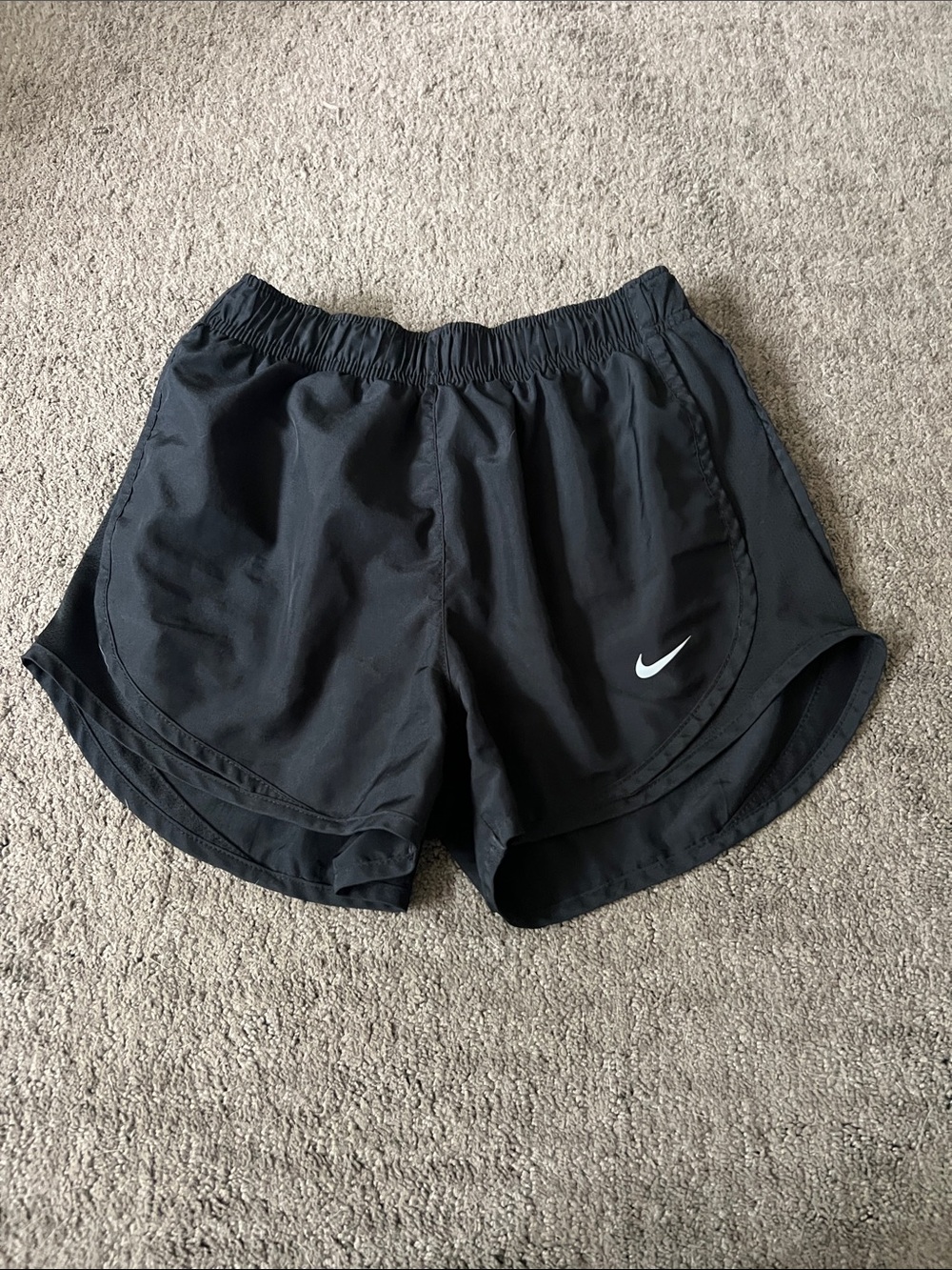 Nike Women’s Black Athletic Running Shorts with White Swoosh